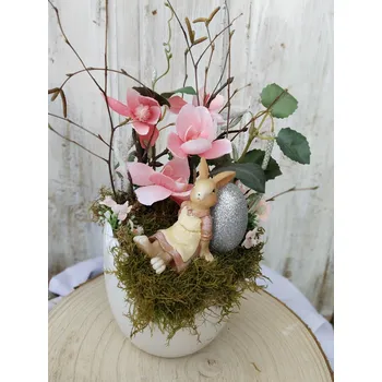 Velikonoční dekorace Velikonoční aranžmá,, Zaječice s vajíčkem,,