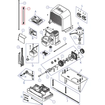 NICE CA0368A01 Kabel s koncovkami 8-žilový, 280 mm, RBS400, RBS600, RBS600HS, SPIDER800, SPIDER1200