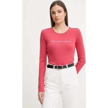 Bavlněné tričko s dlouhým rukávem United Colors of Benetton 3GA8E16G0 červená 33X, vel. XXS
