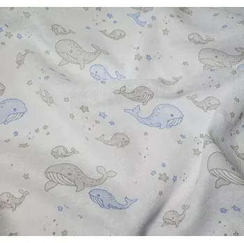 látková plena Prem Tetra Osuška s potiskem bavlna, 90 x 100 cm Modrá velryba