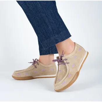 Dámské mokasíny Dámské béžové mokasíny z broušené kůže s mašličkami Letizia Velikost: 40