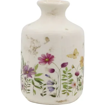 Váza Béžová antik keramická váza s květy Avignon - Ø 11*17,5 cm