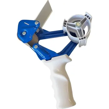 Ruční odvíječ na lepicí pásky kovový bez brzdy - pro pásky do 50mm - modrý s bílou rukojetí