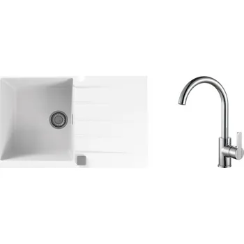 Granitový dřez Alveus SET CADIT 20 bílá + BATERIE TONIA Chrom + dárek + 5 % sleva v košíku s kódem SLEVA5