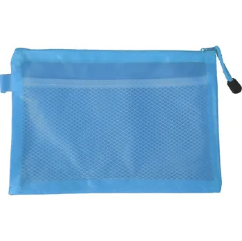 Obálka Průhledný PVC obal Mariah A6 na dokumenty a psací potřeby, přepážka uvnitř, modrý