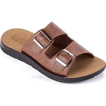 Pánské pantofle Pánské ortopedické pantofle s posuvnou přezkou karamelové vel. 41