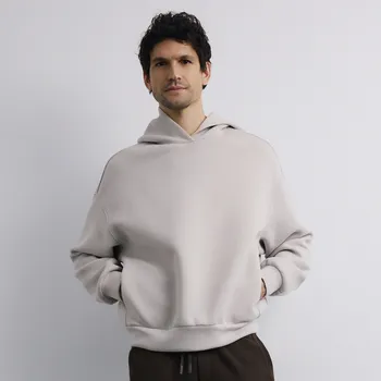 Pánská mikina Reserved - Jednobarevná mikina s kapucí - béžová - 519EF-08X - 519EF-08X-M