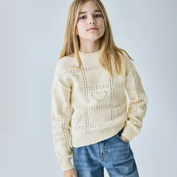 Dívčí svetr Reserved - Svetr s ažurovým vzorem - krémová - 803IE-01X - 803IE-01X-U14