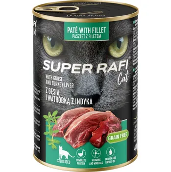 Krmivo pro kočku 24x400g Super Rafi Sterilised Cat - husa a krůtí játra