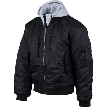 Pánský bomber Bunda pilotní bomber MA1 s kapucí ČERNÁ M