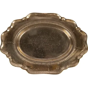 Zlatá antik dekorační oválná miska podnos Raw Gold - 31*22*3 cm