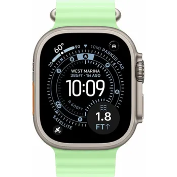 Chytré hodinky Apple Watch 49mm Neon Green Ocean Band Extension - Natural Titanium Finish