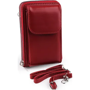 Kabelka Peněženka s kapsou na mobil přes rameno crossbody 11x18 cm červená 1 ks