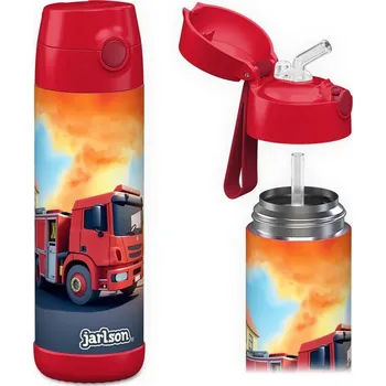 Termoska Dětská nerezová termoláhev s brčkem JARLSON CHARLI Hasiči 500 ml