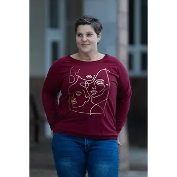 Italy fashion Tričko do gumy LOOK Barva: Vínová, Velikost: UNI: L-2XL