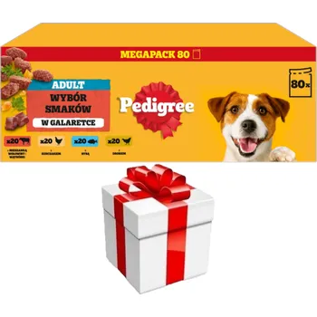 Krmivo pro psa PEDIGREE® Adult Mokré krmivo pro dospělé psy, Výběr chutí v želé, sáček 80 x 100 g + překvapení pro psa ZDARMA