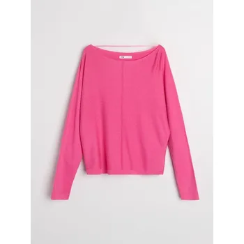 Dámský svetr Sinsay - Základní svetr s ozdobným prošíváním s viskózou - sytě růžová - 400GZ-42X - 400GZ-42X-S