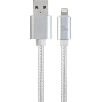 Datový kabel Datový kabel Gembird USB 2.0 - Lightning, opletený, 1,8m, stříbrný