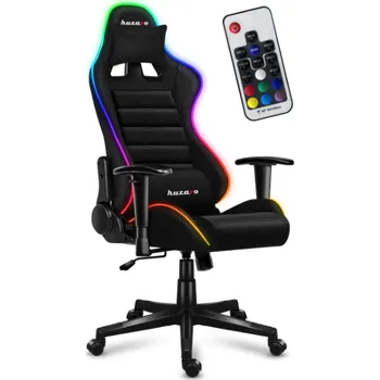 Herní židle Luxusní černé křeslo s LED osvětlením FORCE 6.0