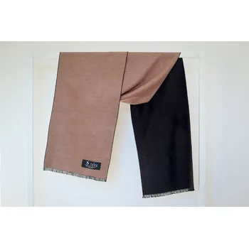 Šála Šála z česaného hedvábí mocca-černá oboustranná, HEDVÁBNÝ SVĚT