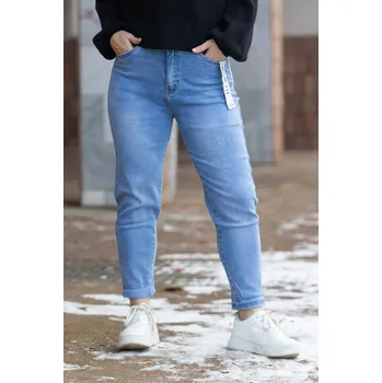 Dámské džíny Moon girl Mom fit džíny ROLLS [KS607] Barva: Světle modrá, Velikost: S