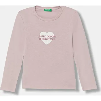 Dětská móda Dětské bavlněné tričko s dlouhým rukávem United Colors of Benetton 3I9WG10LT.P.Stagionale růžová 34X, vel. 116