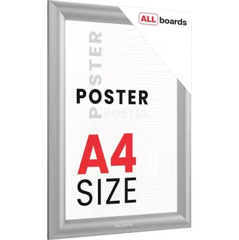 Kancelář Allboards Plakátový rám A4 – Uzamykatelný stříbrný Klip rám FRAME_A4S