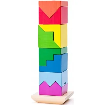 Dřevěná hračka Stavebnice Woodyland Barevná věž z kostek ZW-91102