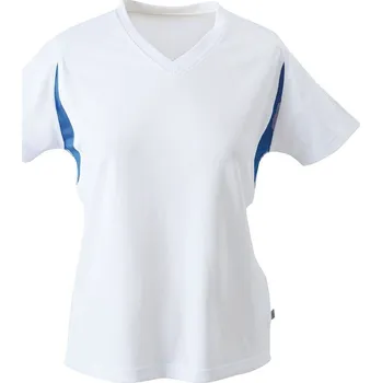 Dámské tričko Daiber Dámské běžecké triko s krátkým rukávem Running-T JN316 Barva: Bílá - Modrá královská, Velikost: XS