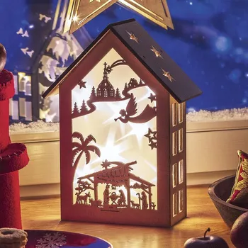 Vánoční dekorace Dřevěný svítící domeček