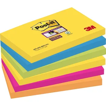 Samolepící bloček Samolepicí bloček Post-it Super Sticky - 76 x 127 mm, Carnival, 6 x 90