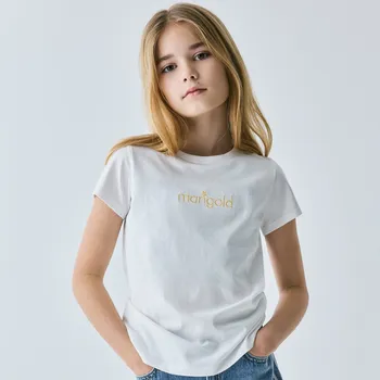 Dívčí tričko Reserved - Tričko s vyšíváním - krémová - 395HU-01X - 395HU-01X-U13