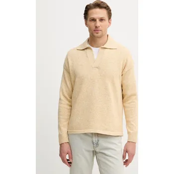 Pánský svetr Bavlněný svetr Sisley 10Y2S300U žlutá 17X, vel. XL