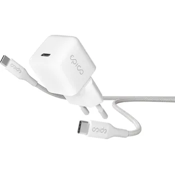 30W GaN nabíječka Epico Charger Bundle s 1,2m kabelem USB-C - bílá