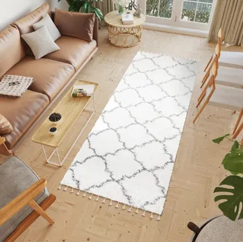 Koberec Hustý bílý vzorovaný běhoun Šířka: 100 cm | Délka: 150 cm