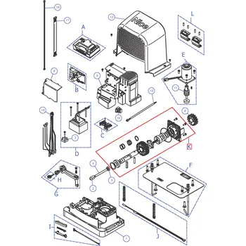 NICE SPAMG603A00 Kit hřídele s ozubenými koly RBS400, RBS600, RBS600HS