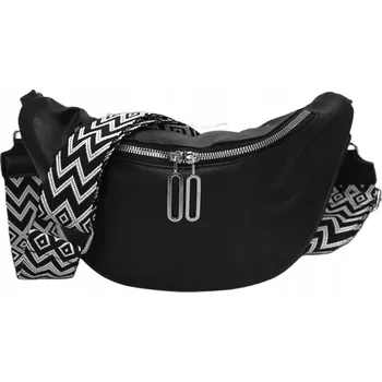 Kabelka Crossbody ledvinka TRM01 (Velká dámská crossbody ledvinka přes rameno, široký popruh, stříbrné kování, 4 kapsy)