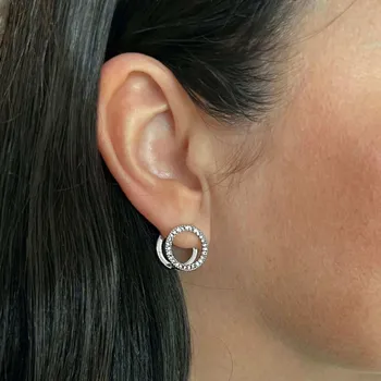 Náušnice Moderní náušnice „Dvojité navždy“ z chirurgické oceli s krystaly č. 1675