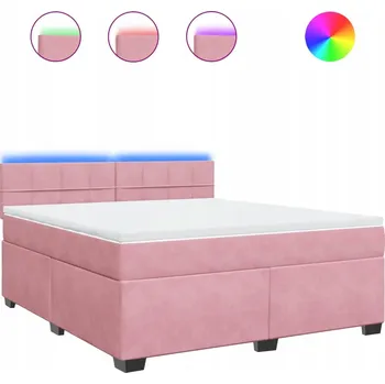 Postel Kontinentální postel růžová s LED osvětlením, 200 x 180 x 100,5 cm