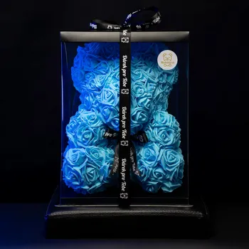 umělá květina Medvídárek Limited Edition 40cm dárkově balený - modrý