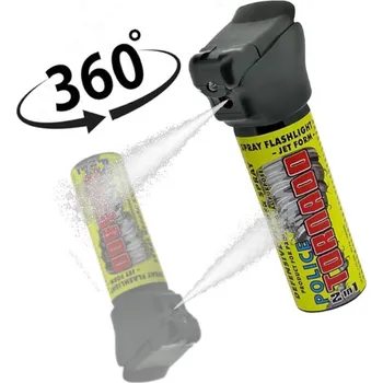 Sebeobrana Obranný plyn TORNADO policie se svítilnou 360°