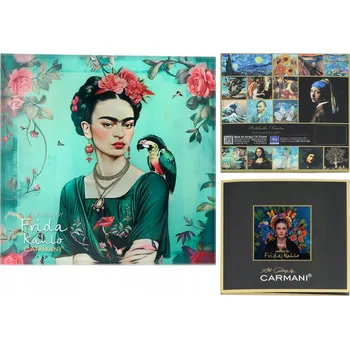 Obraz Carmani, skleněná podložka 11,5x11,5 cm inspirovaná malbami FRIDY KAHLO