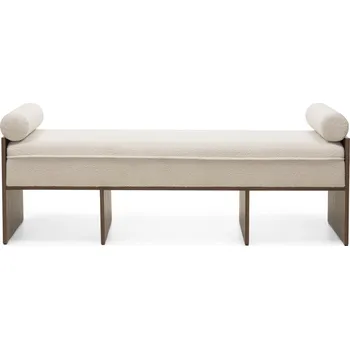 Zahradní lavice Čalouněná lavice Loppo 150 cm bouclé béžová/ořech Wisconsin