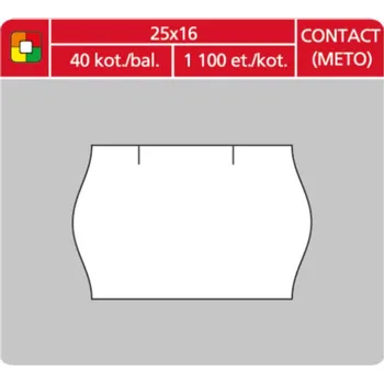 Samolepící etiketa Cenové etikety CONTACT METO - 25x16, 1100 ks, oblé, bílé
