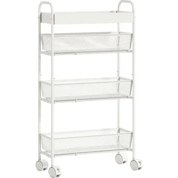 Servírovací stolek Kovový kuchyňský vozík | bílý