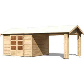 Zahradní domek Dřevěný zahradní domek THERES 7 s přístavkem Lanitplast