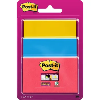 Samolepící bloček Samolepicí bloček Post-it Super Sticky - 47,6 x 76 mm, makové, mix