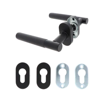 Dveřní kování KOVIAN, s.r.o. Klika s vroubkovaným madlem, včetně rozety, Al/AISI 304