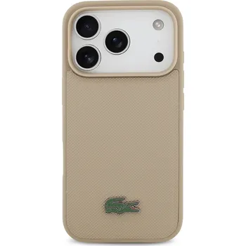 Pouzdro na telefon s vestavěným magnetickým kroužkem Lacoste MagSafe iPhone 17 Pro LCHMP17LPLAT béžová 12X