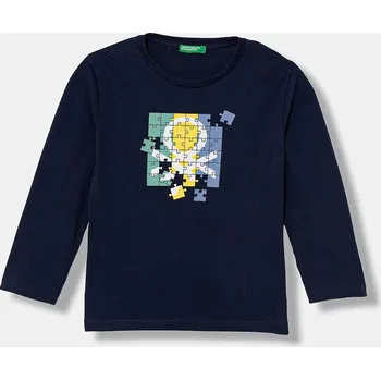 Dětské bavlněné tričko s dlouhým rukávem United Colors of Benetton 3I1XG10LM.P.Stagionale námořnická modř 59X, vel. 116
